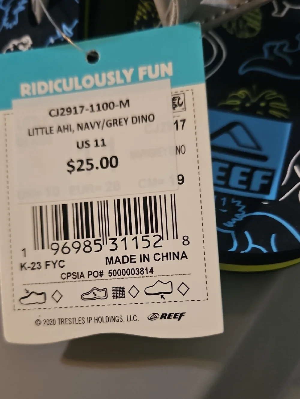 Reef Toddler Ahi Dino Flip Flop: NEW WITH TAGS: SIZE 11